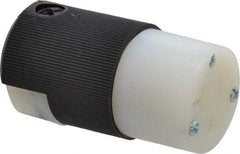 Hubbell Wiring Device-Kellems - 125 VAC, 20 Amp, 5-20R NEMA, Straight, Self Grounding, Hospital Grade Connector - 2 Pole, 3 Wire, 1 Phase, 1 hp, Nylon, Black, White - Exact Tool & Supply