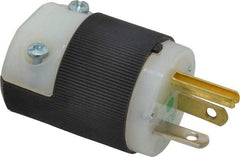 Hubbell Wiring Device-Kellems - 125 VAC, 20 Amp, 5-20P NEMA, Straight, Self Grounding, Hospital Grade Plug - 2 Pole, 3 Wire, 1 Phase, 1 hp, Nylon, Black, White - Exact Tool & Supply