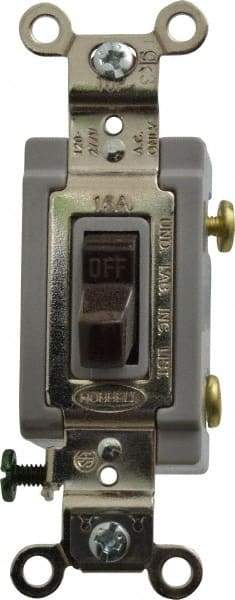 Hubbell Wiring Device-Kellems - 1 Pole, 120 to 277 VAC, 15 Amp, Industrial Grade Toggle, Wall and Dimmer Light Switch - 1-5/16 Inch Wide x 4-1/16 Inch High - Exact Tool & Supply