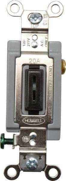 Hubbell Wiring Device-Kellems - 1 Pole, 120 to 277 VAC, 20 Amp, Industrial Grade, Toggle, Wall and Dimmer Light Switch - 1-5/16 Inch Wide x 4-1/16 Inch High - Exact Tool & Supply