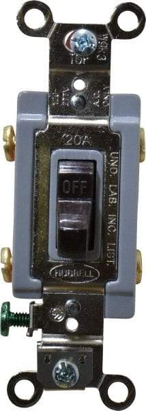 Hubbell Wiring Device-Kellems - 2 Pole, 120 to 277 VAC, 20 Amp, Industrial Grade, Toggle, Wall and Dimmer Light Switch - 1-5/16 Inch Wide x 4-1/16 Inch High - Exact Tool & Supply