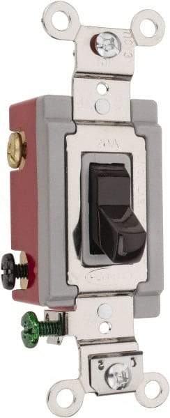 Hubbell Wiring Device-Kellems - 4 Pole, 120 to 277 VAC, 20 Amp, Industrial Grade, Toggle, Wall and Dimmer Light Switch - 1-5/16 Inch Wide x 4-1/16 Inch High - Exact Tool & Supply