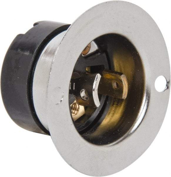 Hubbell Wiring Device-Kellems - 125 VAC, 15 Amp, ML-1R NEMA, Ungrounded Inlet - 2 Poles, 2 Wire, Male End, Black, Steel - Exact Tool & Supply