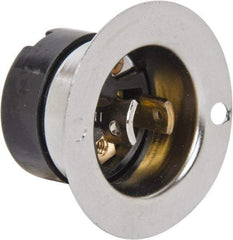 Hubbell Wiring Device-Kellems - 125 VAC, 15 Amp, ML-1R NEMA, Ungrounded Inlet - 2 Poles, 2 Wire, Male End, Black, Steel - Exact Tool & Supply