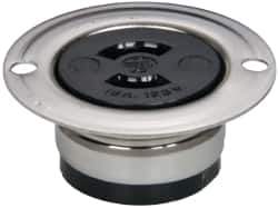 Hubbell Wiring Device-Kellems - 125 VAC, 15 Amp, ML-1R NEMA, Ungrounded Receptacle - 2 Poles, 2 Wire, Female End, Black, Steel - Exact Tool & Supply