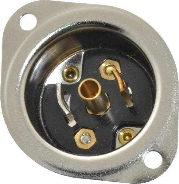 Hubbell Wiring Device-Kellems - 125 VAC, 15 Amp, ML-3R NEMA, Self Grounding Inlet - 2 Poles, 3 Wire, Male End, Black, Steel - Exact Tool & Supply