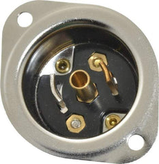 Hubbell Wiring Device-Kellems - 125 VAC, 15 Amp, ML-3R NEMA, Self Grounding Inlet - 2 Poles, 3 Wire, Male End, Black, Steel - Exact Tool & Supply