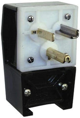 Hubbell Wiring Device-Kellems - 125 VAC, 30 Amp, 5-30P NEMA, Angled, Self Grounding, Commercial, Industrial Grade Plug - 2 Pole, 3 Wire, 1 Phase, 2 hp, Nylon, Black, White - Exact Tool & Supply