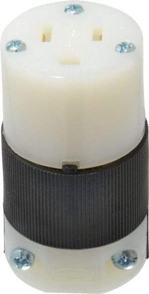 Hubbell Wiring Device-Kellems - 125 VAC, 15 Amp, 5-15R NEMA, Straight, Self Grounding, Commercial, Industrial Grade Connector - 2 Pole, 3 Wire, 1 Phase, 1 hp, Nylon, Black, White - Exact Tool & Supply