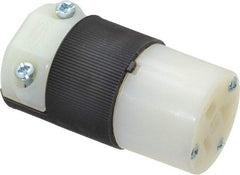 Hubbell Wiring Device-Kellems - 125 VAC, 20 Amp, 5-20R NEMA, Straight, Self Grounding, Commercial, Industrial Grade Connector - 2 Pole, 3 Wire, 1 Phase, 2 hp, Nylon, Black, White - Exact Tool & Supply