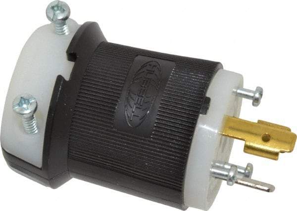 Hubbell Wiring Device-Kellems - 125 VAC, 20 Amp, L5-20P Configuration, Industrial Grade, Self Grounding Plug - 1 Phase, 2 Poles, IP20, 0.36 to 0.93 Inch Cord Diameter - Exact Tool & Supply