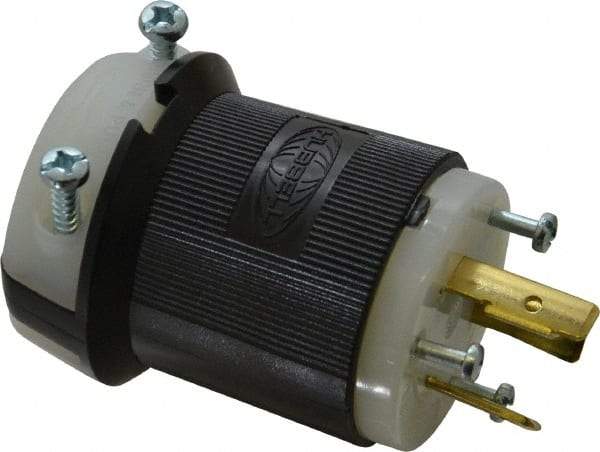 Hubbell Wiring Device-Kellems - 480 VAC, 20 Amp, L8-20P Configuration, Industrial Grade, Self Grounding Plug - 1 Phase, 2 Poles, IP20, 0.36 to 0.93 Inch Cord Diameter - Exact Tool & Supply