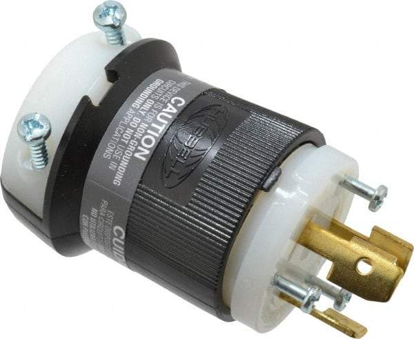 Hubbell Wiring Device-Kellems - 125/250 VAC, 30 Amp, NonNEMA Configuration, Industrial Grade, Ungrounded Plug - 1 Phase, 3 Poles, IP20, 0.36 to 0.93 Inch Cord Diameter - Exact Tool & Supply