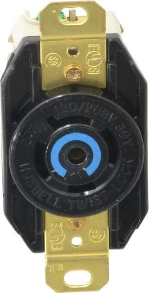 Hubbell Wiring Device-Kellems - 120/208 VAC, 20 Amp, L21-20R NEMA, Self Grounding Receptacle - 4 Poles, 5 Wire, Female End, Black - Exact Tool & Supply