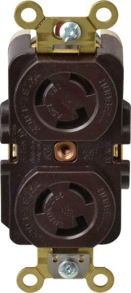 Hubbell Wiring Device-Kellems - 125 VAC, 15 Amp, L5-15R NEMA, Self Grounding Receptacle - 2 Poles, 3 Wire, Female End, Brown - Exact Tool & Supply