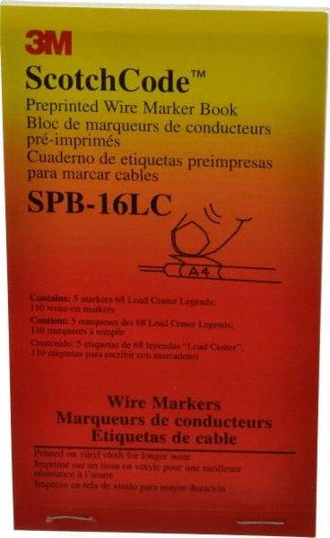 3M - 450 Label, 1.37 Inch Long x 0.22 Inch Wide x 1/4mm Thick, Alphanumeric, Electrical Vinyl Film Book - Black Legend, White Background, 39.2 to 100.4°F, Self Adhesive - Exact Tool & Supply