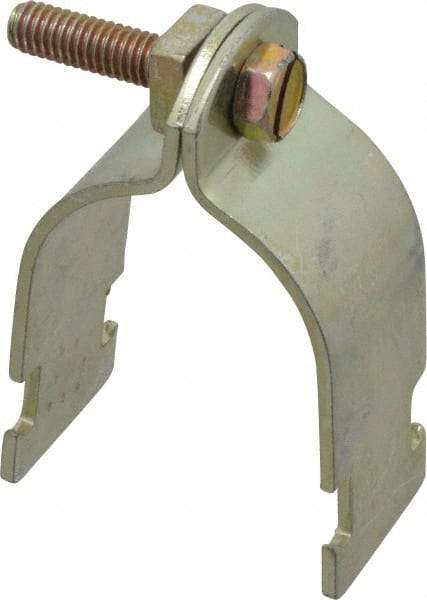 Thomas & Betts - 1-1/2" Pipe, 12 Gauge" Pipe or Conduit Clamp - Gold Galvanized, Rigid & IMC Conduit - Exact Tool & Supply