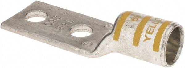 Thomas & Betts - 250 kcmil Wire Noninsulated Crimp Connection Rectangle Ring Terminal - 3/8" Stud, 3.28" OAL x 1.13" Wide, Tin Plated Copper Contact - Exact Tool & Supply