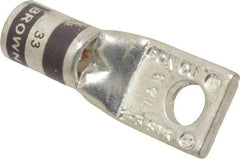 Thomas & Betts - 2 AWG Noninsulated Compression Connection Square Ring Terminal - 1/4" Stud, 1-1/2" OAL x 0.59" Wide, Tin Plated Copper Contact - Exact Tool & Supply
