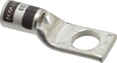 Thomas & Betts - 2 AWG Noninsulated Compression Connection Square Ring Terminal - 3/8" Stud, 1.65" OAL x 0.59" Wide, Tin Plated Copper Contact - Exact Tool & Supply