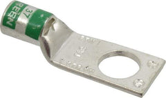 Thomas & Betts - 1 AWG Noninsulated Compression Connection Square Ring Terminal - 1/2" Stud, 2.1" OAL x 0.76" Wide, Tin Plated Copper Contact - Exact Tool & Supply