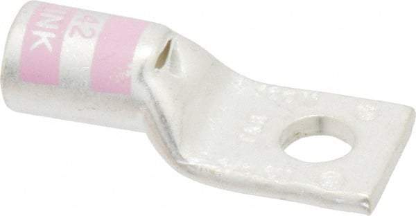 Thomas & Betts - 1/0 AWG Noninsulated Compression Connection Square Ring Terminal - 5/16" Stud, 1.83" OAL x 3/4" Wide, Tin Plated Copper Contact - Exact Tool & Supply