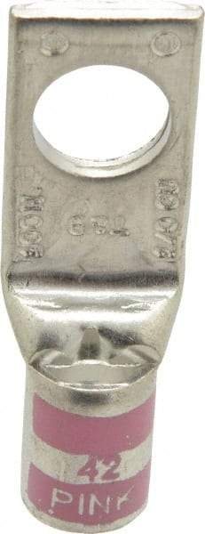 Thomas & Betts - 1/0 AWG Noninsulated Compression Connection Square Ring Terminal - 1/2" Stud, 2.2" OAL x 3/4" Wide, Tin Plated Copper Contact - Exact Tool & Supply