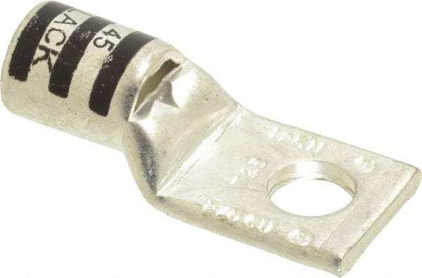 Thomas & Betts - 2/0 AWG Noninsulated Compression Connection Square Ring Terminal - 3/8" Stud, 1.93" OAL x 0.83" Wide, Tin Plated Copper Contact - Exact Tool & Supply