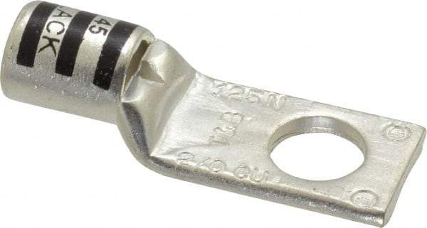 Thomas & Betts - 2/0 AWG Noninsulated Compression Connection Square Ring Terminal - 1/2" Stud, 2-1/4" OAL x 0.83" Wide, Tin Plated Copper Contact - Exact Tool & Supply