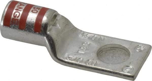 Thomas & Betts - 3/0 AWG Noninsulated Compression Connection Rectangle Ring Terminal - 1/2" Stud, 2.35" OAL x 0.92" Wide, Tin Plated Copper Contact - Exact Tool & Supply