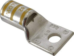 Thomas & Betts - 250 kcmil Wire Noninsulated Compression Connection Square Ring Terminal - 3/8" Stud, 2.28" OAL x 1.13" Wide, Tin Plated Copper Contact - Exact Tool & Supply