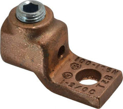 Thomas & Betts - 1-2/0 AWG Noninsulated Compression Connection Square Ring Terminal - 3/8" Stud, 1-15/16" OAL x 13/16" Wide, Copper Contact - Exact Tool & Supply