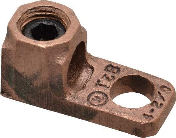 Thomas & Betts - 4-2/0 AWG Noninsulated Lug Connection D Shaped Ring Terminal - 3/8" Stud, 1-21/32" OAL x 23/32" Wide, Tin Plated Copper Contact - Exact Tool & Supply