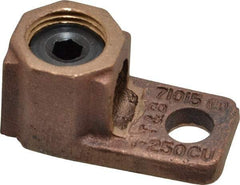 Thomas & Betts - 1 AWG Noninsulated Crimp Connection D Shaped Ring Terminal - 3/8" Stud, 2-1/32" OAL x 1" Wide, Copper Contact - Exact Tool & Supply