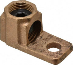 Thomas & Betts - 2/0 AWG Noninsulated Crimp Connection D Shaped Ring Terminal - 1/2" Stud, 2-3/4" OAL, Copper Contact - Exact Tool & Supply