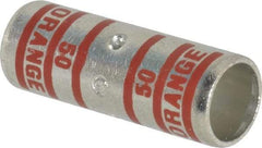 Thomas & Betts - 3/0 AWG Compatible, Noninsulated, Crimp-On Butt Splice Terminal - 1-3/4" OAL, Orange - Exact Tool & Supply
