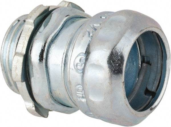 Thomas & Betts - 1/2" Trade, Steel Compression Straight EMT Conduit Connector - Noninsulated - Exact Tool & Supply