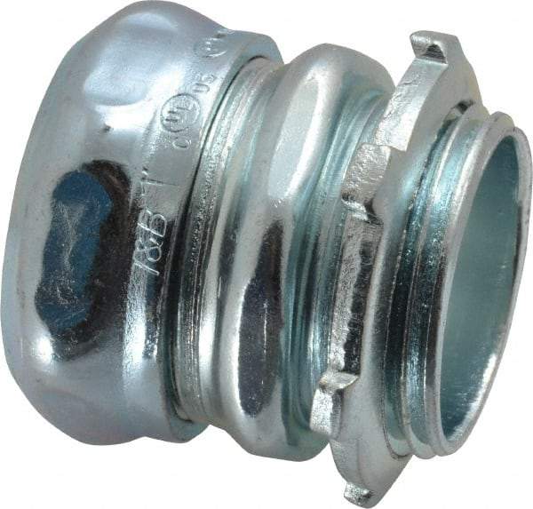 Thomas & Betts - 1" Trade, Steel Compression Straight EMT Conduit Connector - Noninsulated - Exact Tool & Supply