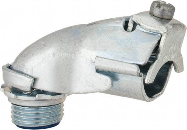 Thomas & Betts - 1/2" Trade, Steel Set Screw Angled FMC Conduit Connector - Insulated - Exact Tool & Supply