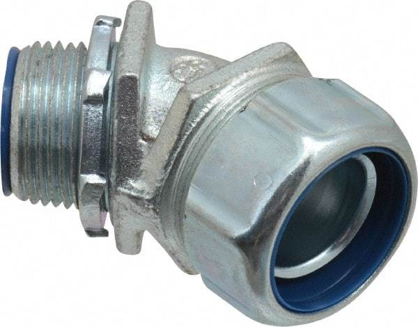Thomas & Betts - 1" Trade, Malleable Iron Threaded Angled Liquidtight Conduit Connector - Insulated - Exact Tool & Supply