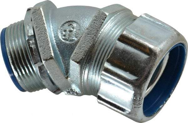 Thomas & Betts - 1-1/4" Trade, Malleable Iron Threaded Angled Liquidtight Conduit Connector - Insulated - Exact Tool & Supply