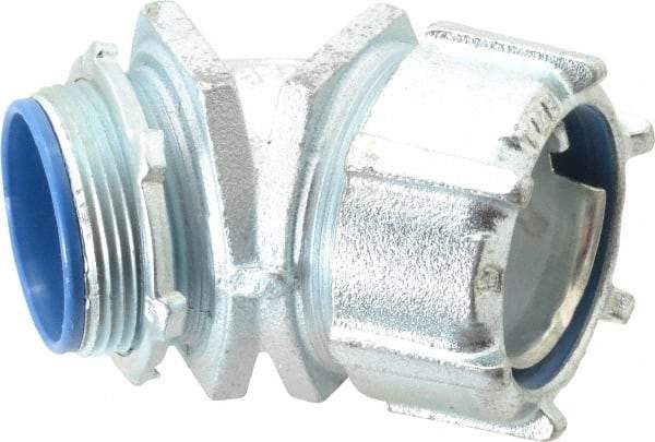 Thomas & Betts - 1-1/2" Trade, Malleable Iron Threaded Angled Liquidtight Conduit Connector - Insulated - Exact Tool & Supply