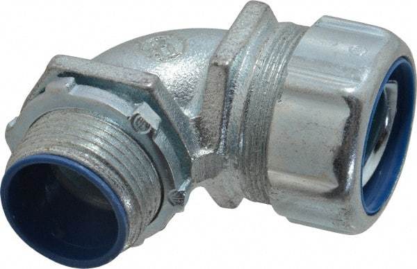 Thomas & Betts - 1" Trade, Malleable Iron Threaded Angled Liquidtight Conduit Connector - Insulated - Exact Tool & Supply