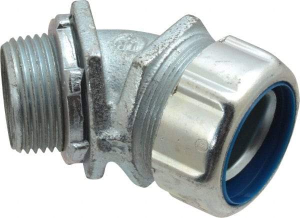 Thomas & Betts - 1" Trade, Malleable Iron Threaded Angled Liquidtight Conduit Connector - Noninsulated - Exact Tool & Supply