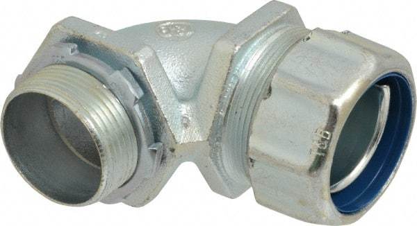 Thomas & Betts - 1-1/4" Trade, Malleable Iron Threaded Angled Liquidtight Conduit Connector - Noninsulated - Exact Tool & Supply