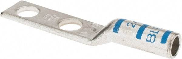 Thomas & Betts - 6 AWG Noninsulated Compression Connection Rectangle Ring Terminal - 1/4" Stud, 2.28" OAL x 0.44" Wide, Tin Plated Copper Contact - Exact Tool & Supply