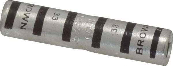 Thomas & Betts - 2 AWG Compatible, Noninsulated, Crimp-On Butt Splice Terminal - 2 Wire Entries, Copper Contacts, Tin Contact Plating, 1.88" OAL, Brown - Exact Tool & Supply
