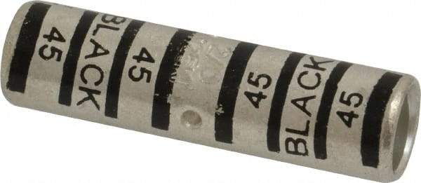 Thomas & Betts - 2/0 AWG Compatible, Noninsulated, Crimp-On Butt Splice Terminal - 2 Wire Entries, Copper Contacts, Tin Contact Plating, 2.13" OAL, Black - Exact Tool & Supply