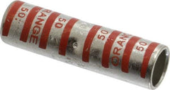 Thomas & Betts - 3/0 AWG Compatible, Noninsulated, Crimp-On Butt Splice Terminal - 2 Wire Entries, Copper Contacts, Tin Contact Plating, 2-1/4" OAL, Orange - Exact Tool & Supply
