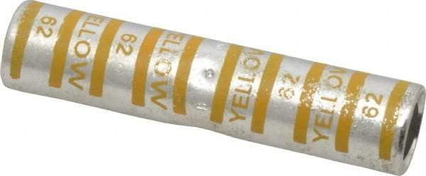 Thomas & Betts - 250mm Wire Size Compatible, Noninsulated, Crimp-On Butt Splice Terminal - 2 Wire Entries, Copper Contacts, Tin Contact Plating, 3.38" OAL, Yellow - Exact Tool & Supply